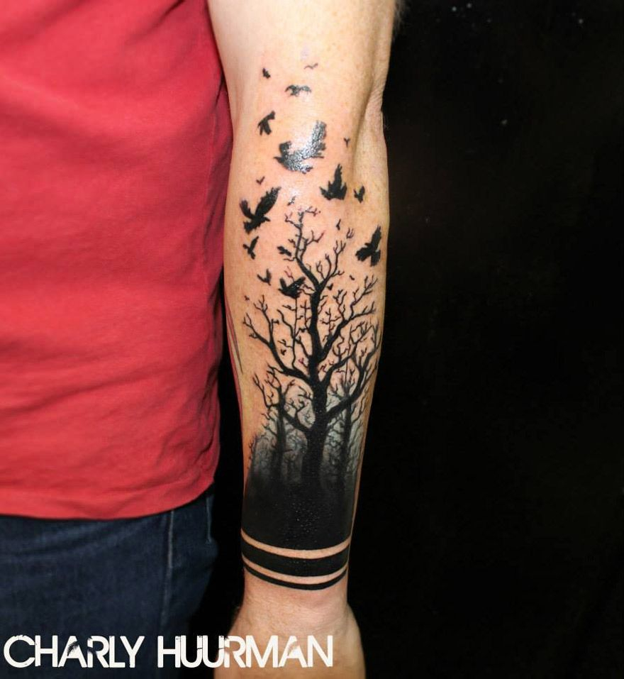 Trees Birds Tattoo Best Tattoo Ideas Designs Leg And Foot with size 880 X 957