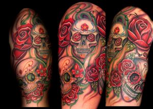 Trent Edwards Skull And Roses Half Sleeveplacement Armcomments throughout measurements 1200 X 857