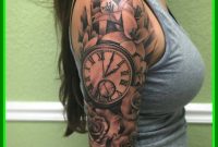 Unbelievable Grey Rose Flowers And Clock Tattoo On Right Half Sleeve inside sizing 1010 X 1010