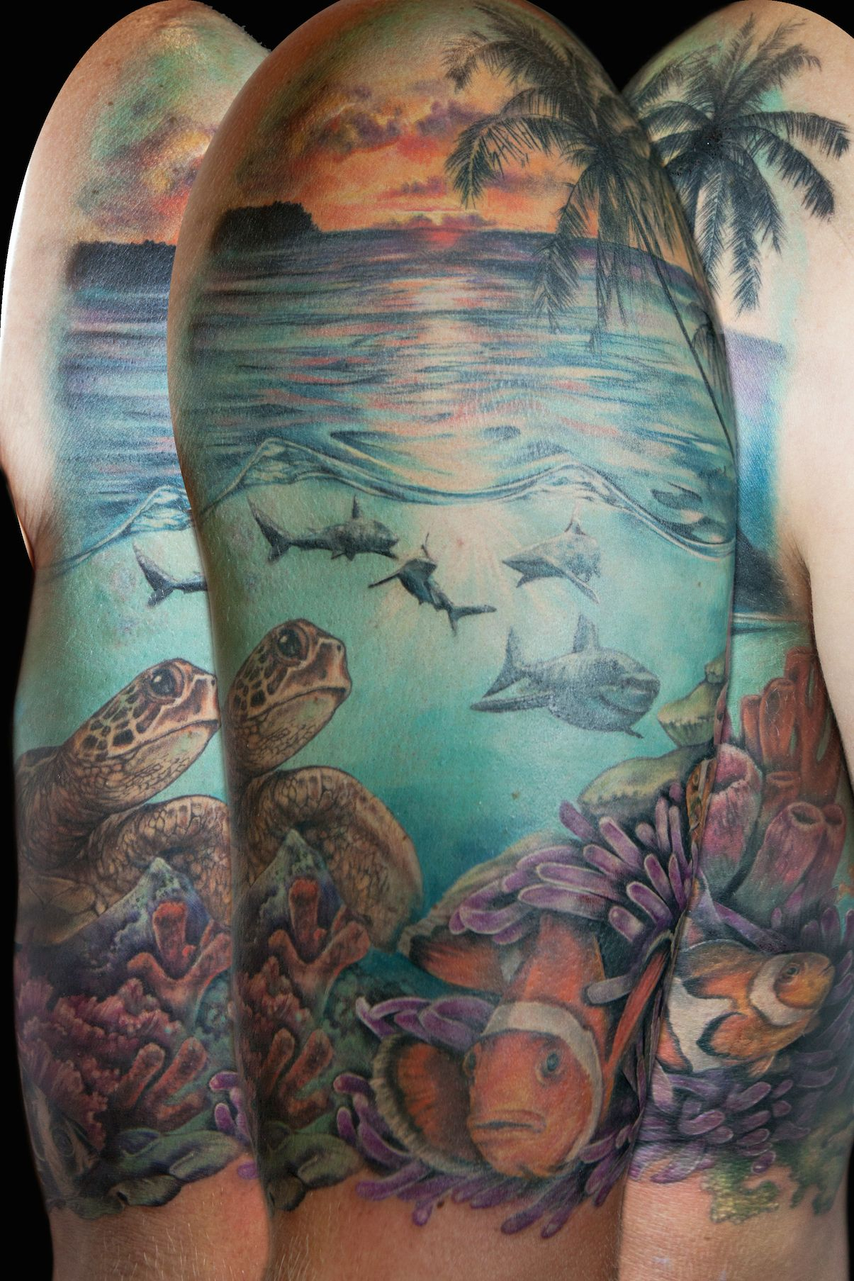 Underwater Scene Realism Tattoo Sleeve With Turtle Maija At regarding dimensions 1205 X 1807