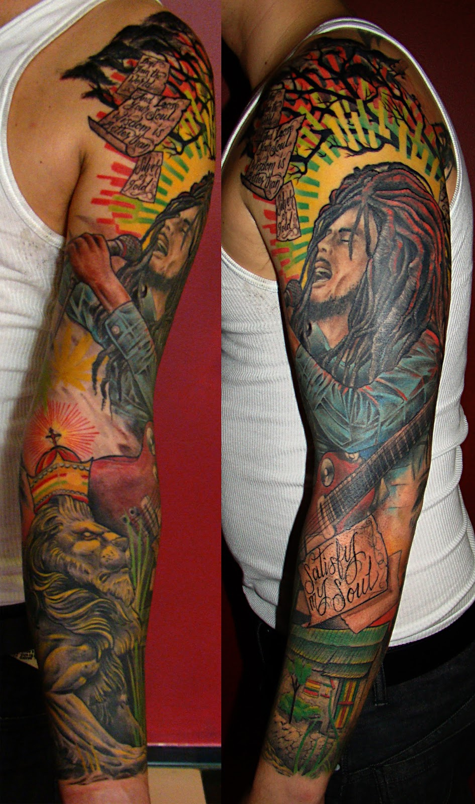 Unforgettable Bob Marley Tattoo On Half Sleeve Tattoo Ideas with regard to sizing 945 X 1600