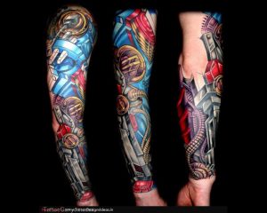 Unique Colorful Biomechanical Sleeve Tattoo Design Tattooshunt for sizing 1280 X 1024