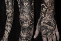 Viking Warrior And Sea Creature Sleeve Tattoo Inkedcollector within sizing 960 X 921