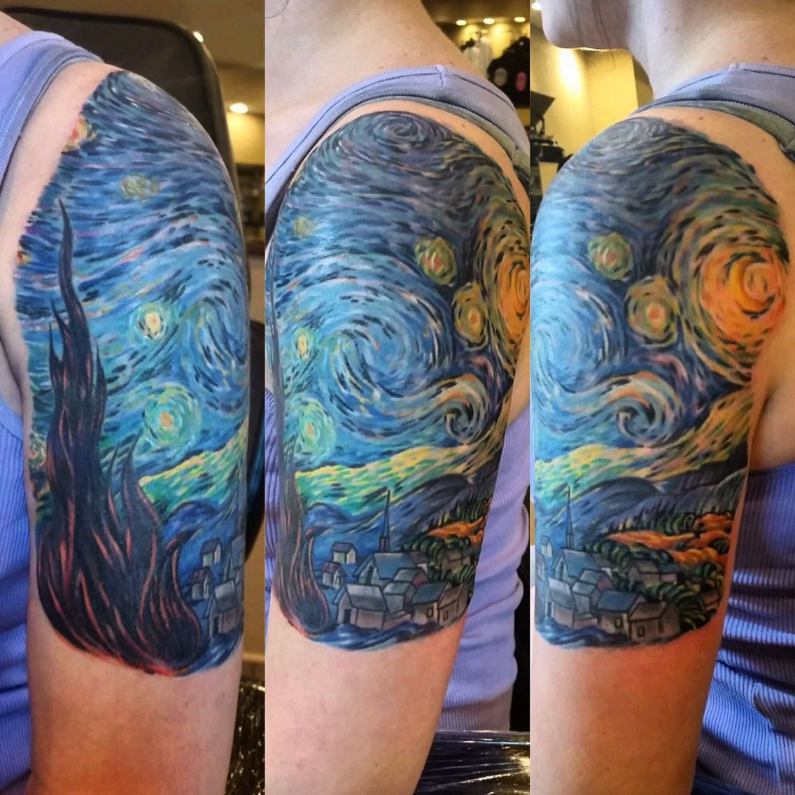 Vincent Van Goghs Starry Night Tattoo Full Color Completed Tonight inside dimensions 1136 X 1136