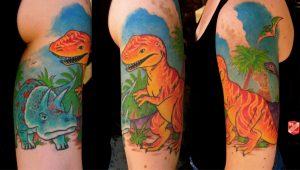 Vintage Dinosaur Half Sleeve Designed And Done Graham Chaffee inside size 1200 X 678