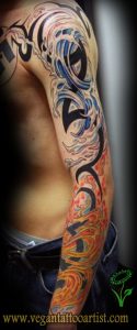 Water And Fire Full Sleeve Tattoo Gvtattoos On Deviantart inside dimensions 576 X 1384