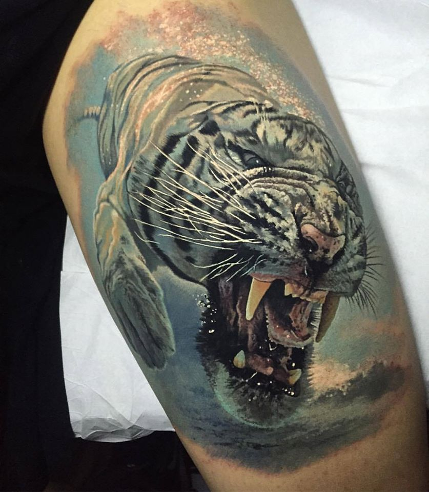 White Tiger Tattoo On Sleeve Steve Butcher throughout measurements 837 X 960