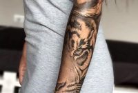 Womens Wolf Tiger Full Arm Sleeve Tattoo Ideas Floral Flower Hand throughout sizing 1000 X 1927