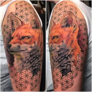 Wonderful Fox Tattoo On Man Left Half Sleeve for measurements 960 X 960