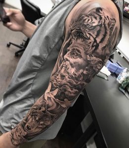 Zeus Sleeve With Animals Best Tattoo Design Ideas with measurements 1000 X 1151