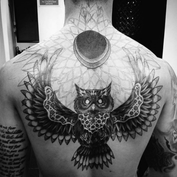 40 Owl Back Tattoo Designs For Men Cool Bird Ink Ideas with proportions 599 X 599