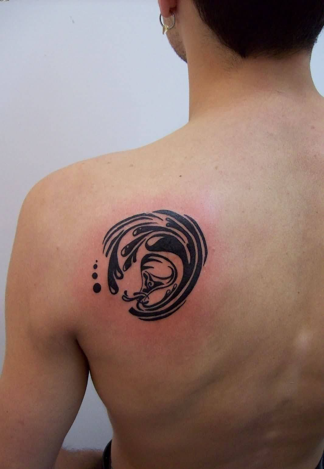 6 Aquarius Tattoos On Back Shoulder pertaining to size 1065 X 1543