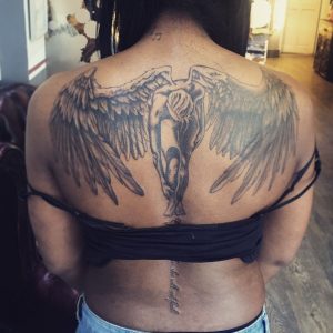 Angel Back Tattoo Right Side Healed Left Side Fresh Tattoo intended for proportions 1080 X 1079