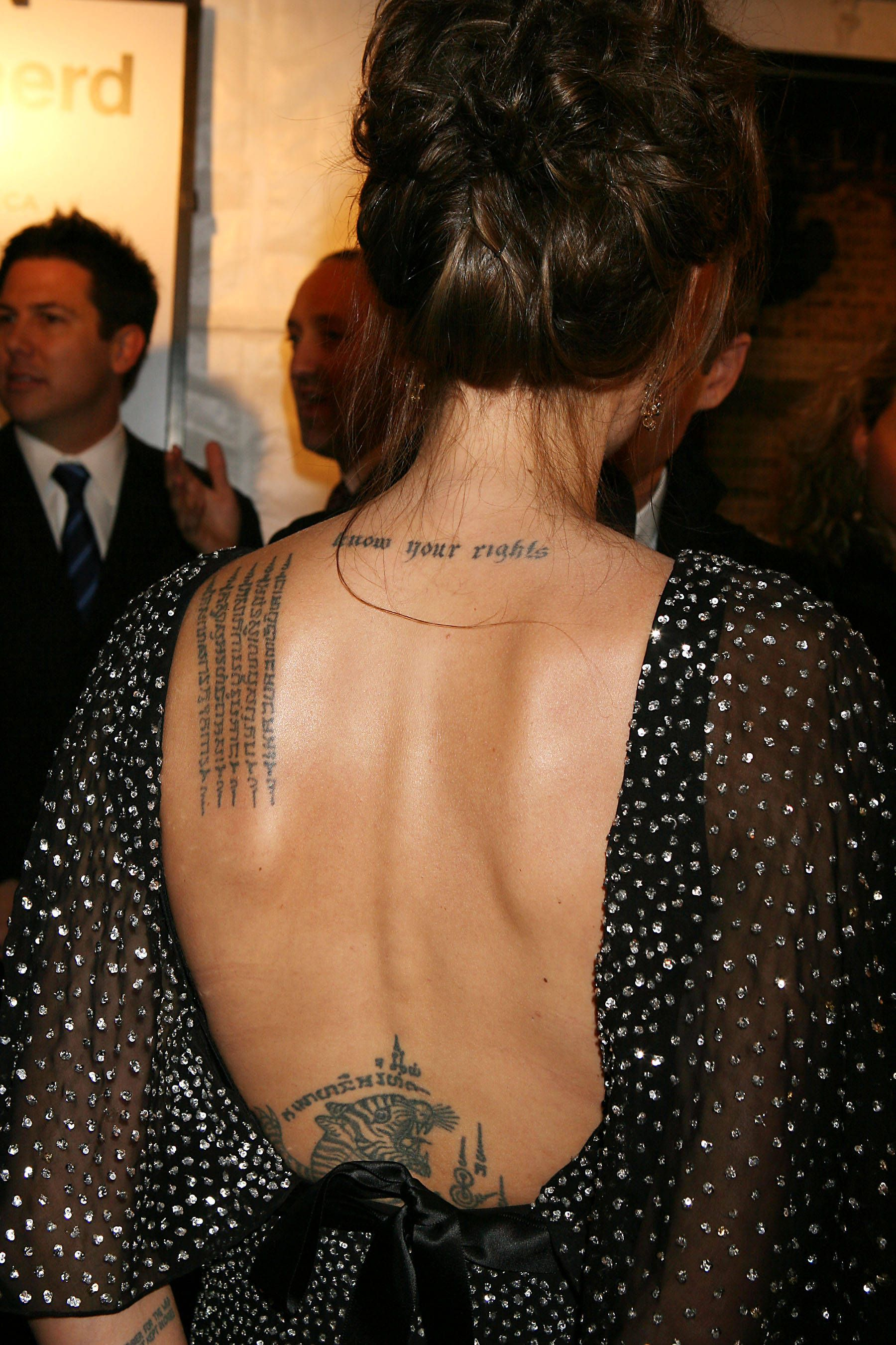 Angelina Jolie Open Back Dress And Back Tattoos Tattoos with sizing 1800 X 2700