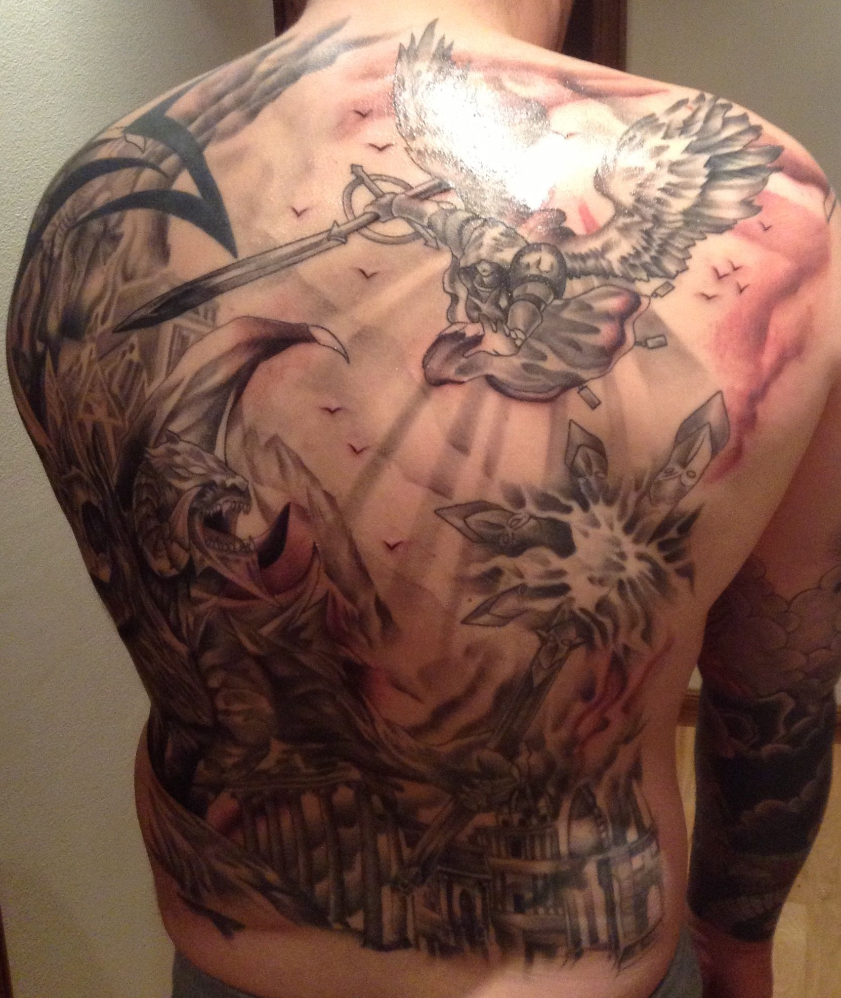 Angels And Demons Back Piece Tattoos Demon Tattoo Tattoos inside dimensions 1662 X 1972