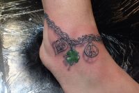 Ankle Bracelet Tattoo With Peace Sign Clover Double Heart Charms regarding sizing 1136 X 852