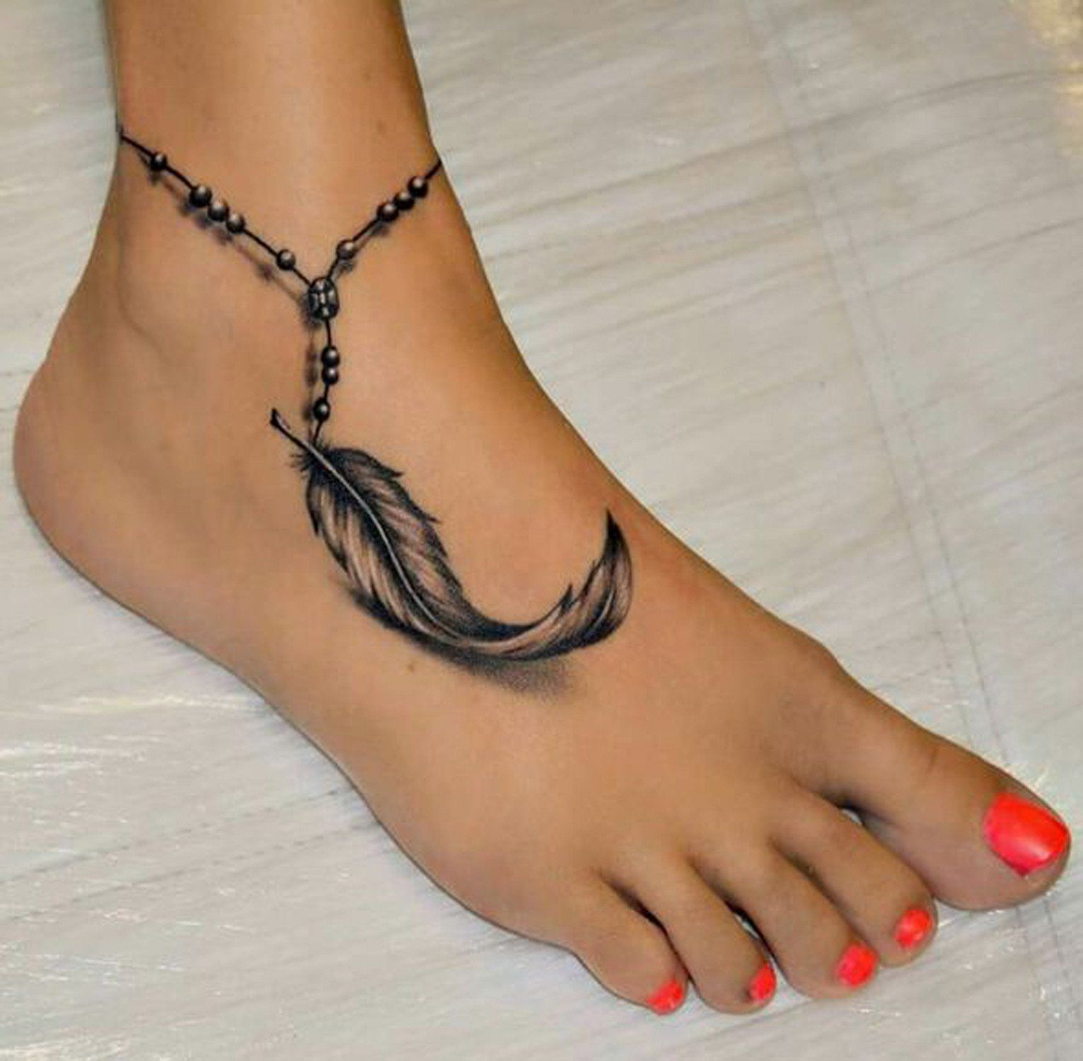 Anklet Ankle Wrap Around Chain Feather Tattoo Ideas For Women At inside size 1531 X 1500