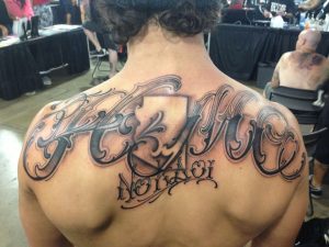 Back Lettering Tattoo On Upper Back For Men Washington Lettering with regard to sizing 1600 X 1200