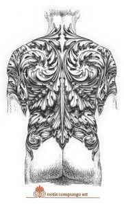 Baroque Full Back Tattoo Design Lucianopezzoli On Deviantart with dimensions 694 X 1150