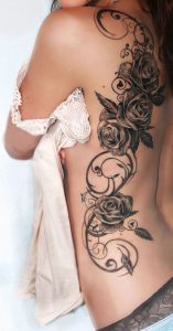 Beautiful Swirls Rose Tattoos From Back Shoulder To Ribs intended for sizing 736 X 1404