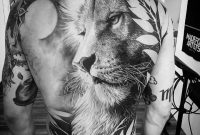 Beautifully Done Life Like Realistic Lion Back Tattoo for sizing 1080 X 1151