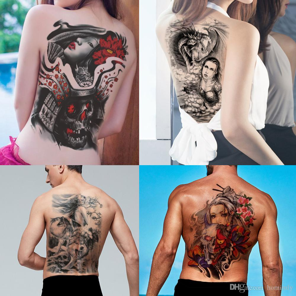 Beauty Woman Large Temporary Body Art Tattoo Sticker Designs Wolf for size 1000 X 1000