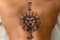 Chinese Japanese Kanji Characters Spine Tat Geometric Lion Back with measurements 1344 X 2048