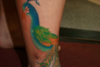 Colored Peacock Ankle Tattoo inside proportions 900 X 1348