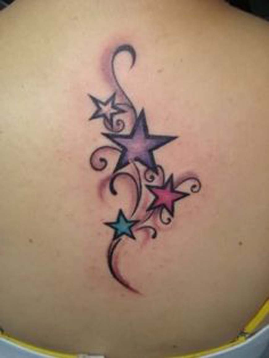 Colored Star Tattoos On Upper Back within proportions 870 X 1158