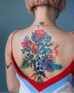 Colorful Floral Back Tattoo For Girls Tattoo Ideas Tattoos with size 937 X 1171