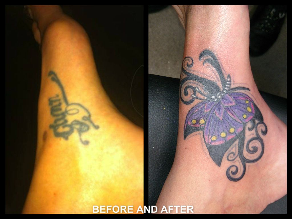 Cover Up Foot Name Before And After Ankle Butterfly Swirls Girly in proportions 1024 X 768