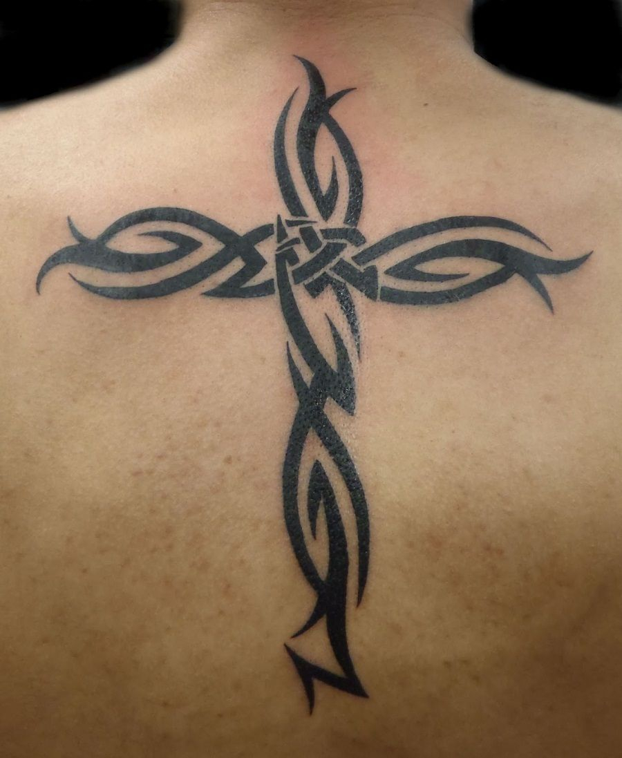 Cross Tribal Tattoo Design On Back Tattoo Ideas Zone Ink for size 900 X 1097