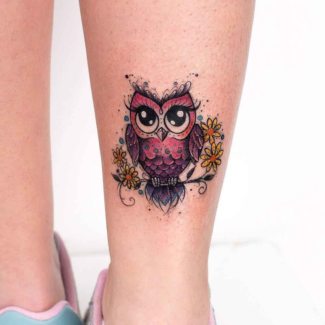 Cute Owl Tattoo On Ankle Tattoo Ideas in measurements 1080 X 1080