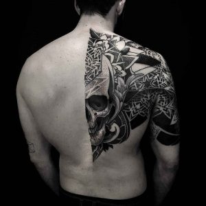 Dotwork Skull Half Back Tattoo Tattoo Back Tattoo Tattoos Und with regard to sizing 1080 X 1080