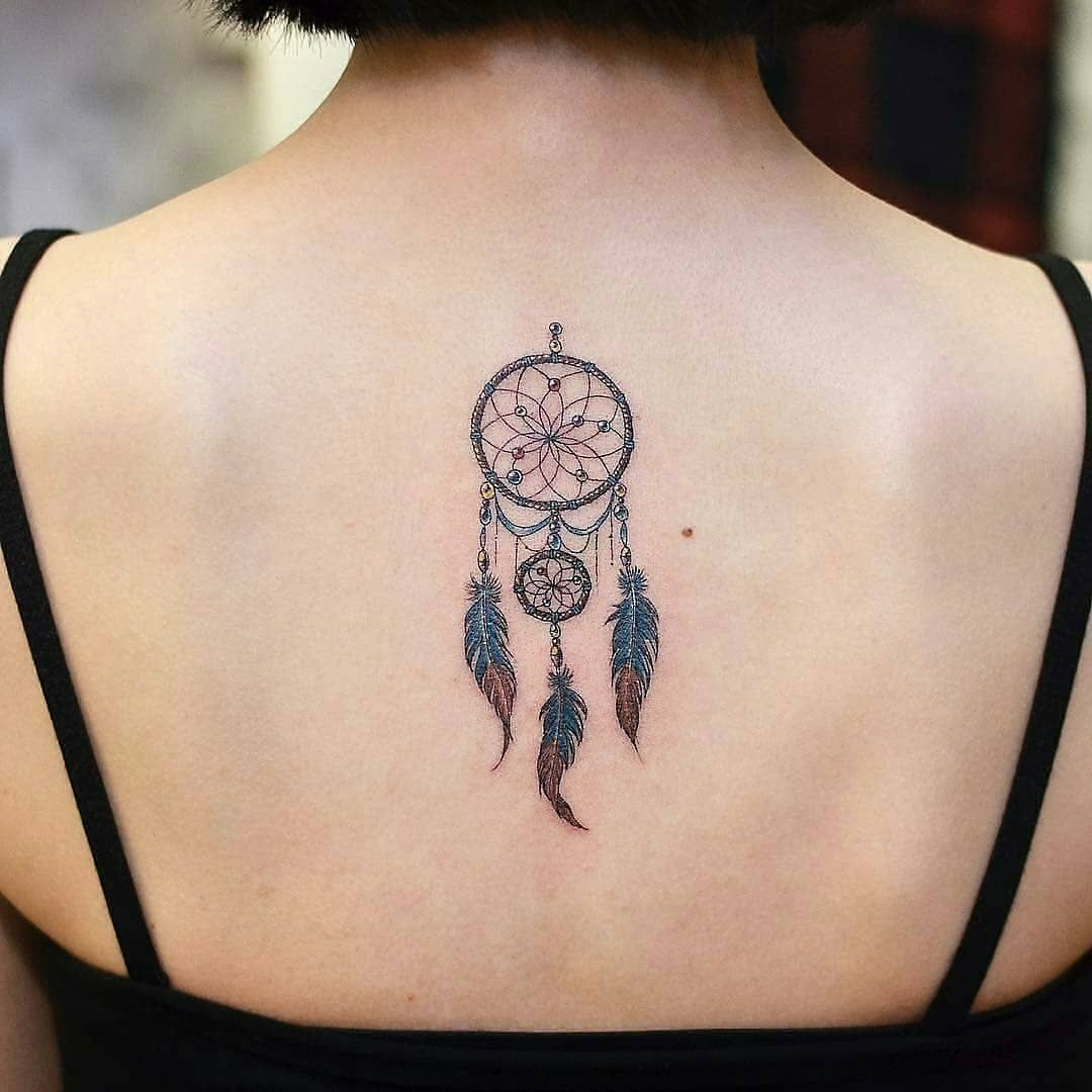 Dreamcatcher Tattoo Inked At The Center Of The Upper Back Back pertaining to size 1080 X 1080
