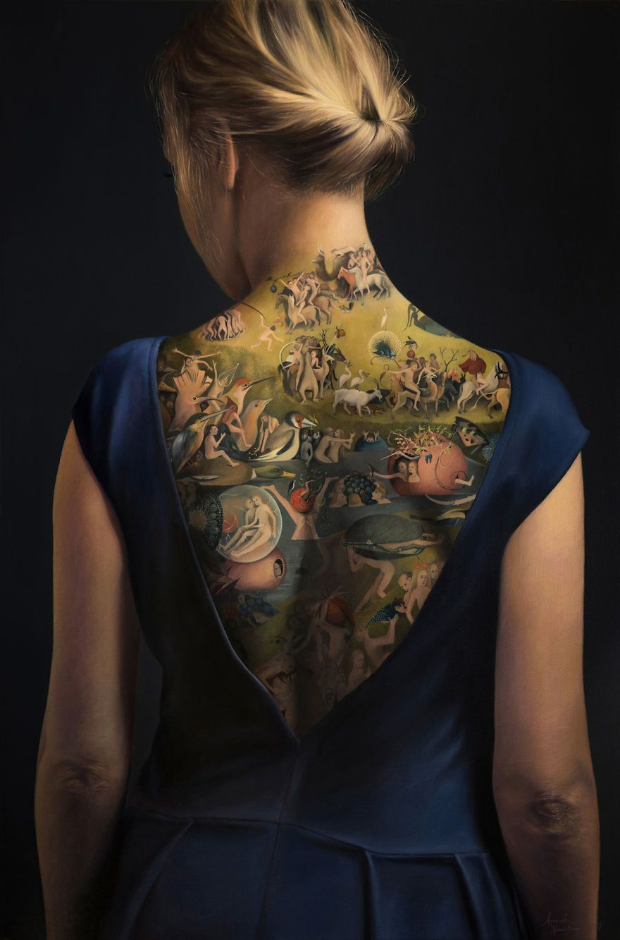 Famous Masterpieces Are Re Imagined As Tattoos On The Back Tattoos for measurements 880 X 1333