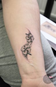 Four Leaf Clover Tattoo On A Wrist Black And Grey Little Girly with regard to dimensions 2904 X 4476