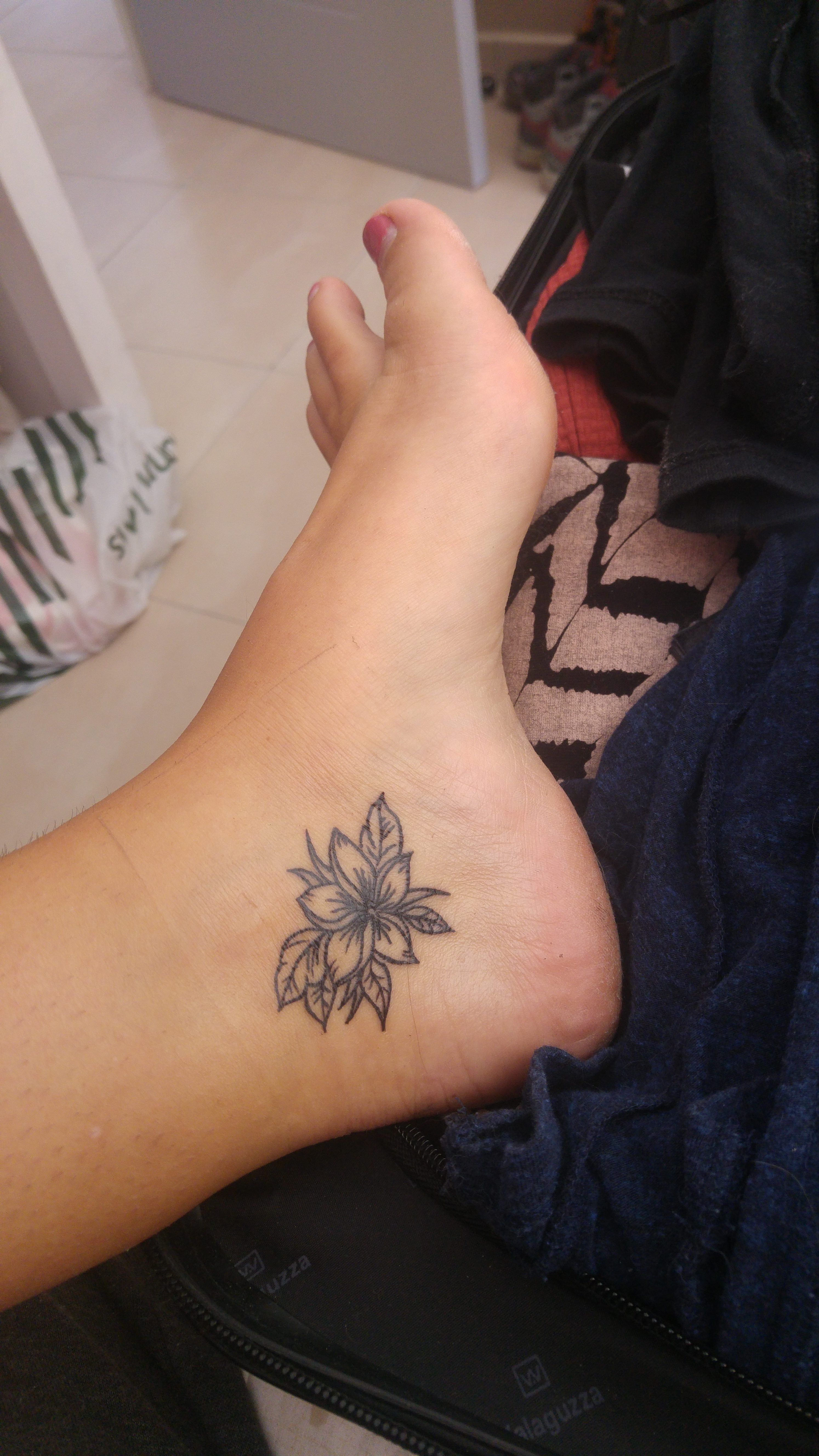 Frangipani Foot Tattoo Rosie Andre Flower Floral Hand Drawn regarding proportions 2988 X 5312