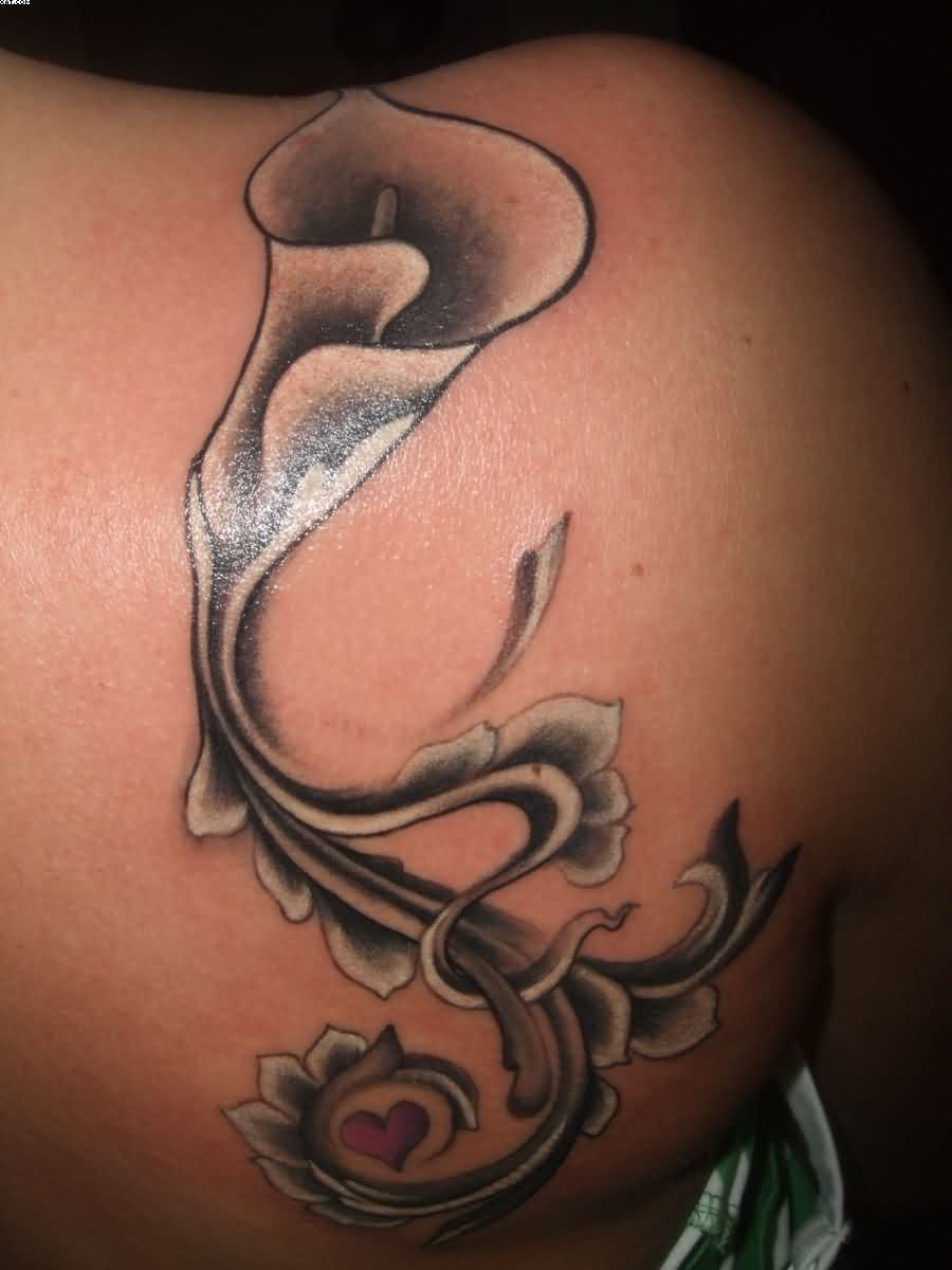 Glowing Calla Lily Tattoo On Back Shoulder Tattoo Inspiration for sizing 900 X 1200