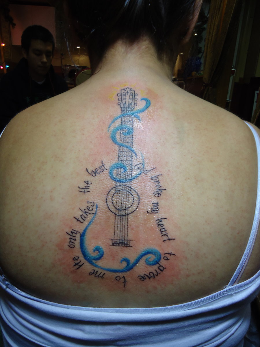 Guitar Remembrance Tattoo On Upper Back Groveblonde in proportions 900 X 1200