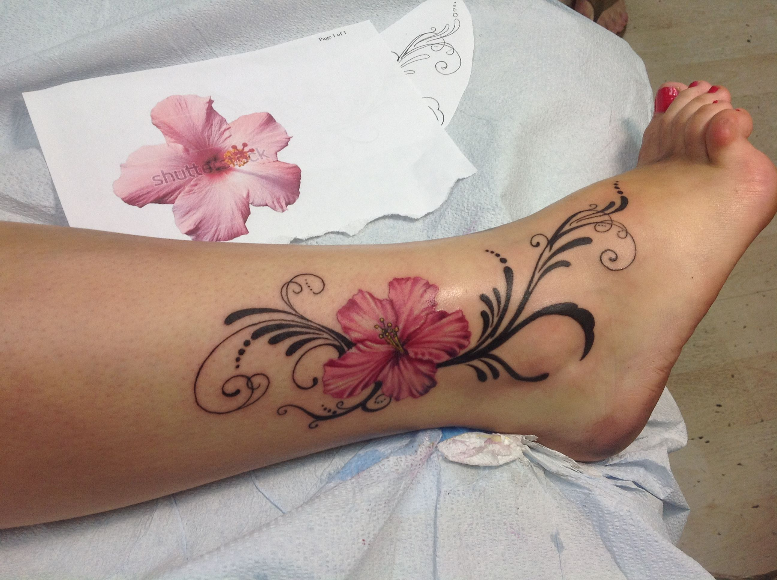 I Love My Tattoo 3 Hibiscus Flower And Swirls Tattoos Tattoos intended for sizing 2592 X 1936