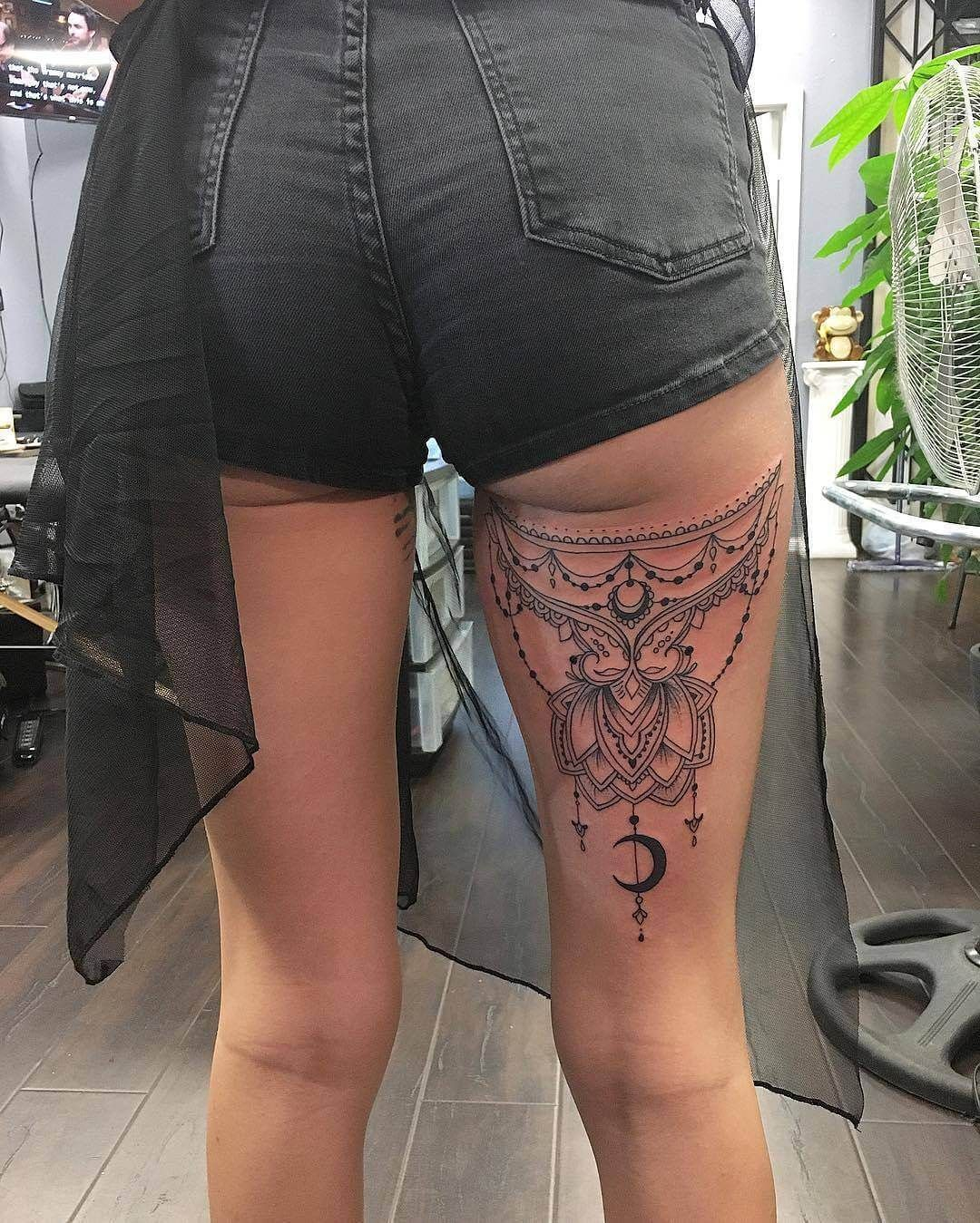 Inverted Mandala Ornamental Tattoo Back Of Thigh Tattoo Tattoo pertaining to measurements 1080 X 1349