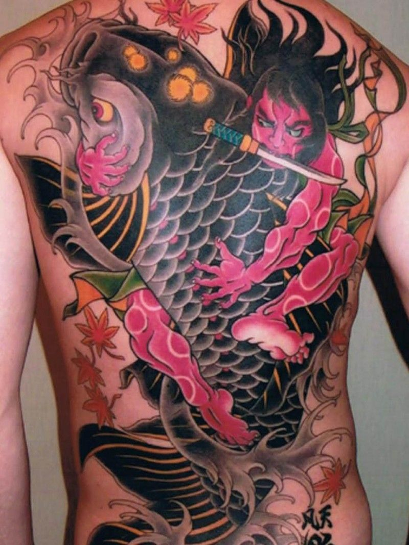 Japanese Great Colorful Koi Fish Tattoo On Whole Back Tattoos pertaining to dimensions 800 X 1066