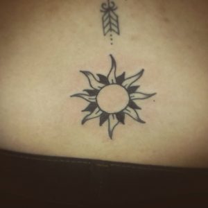 Line Work Sun Lower Back Tattoo Blurmark inside dimensions 1078 X 1075