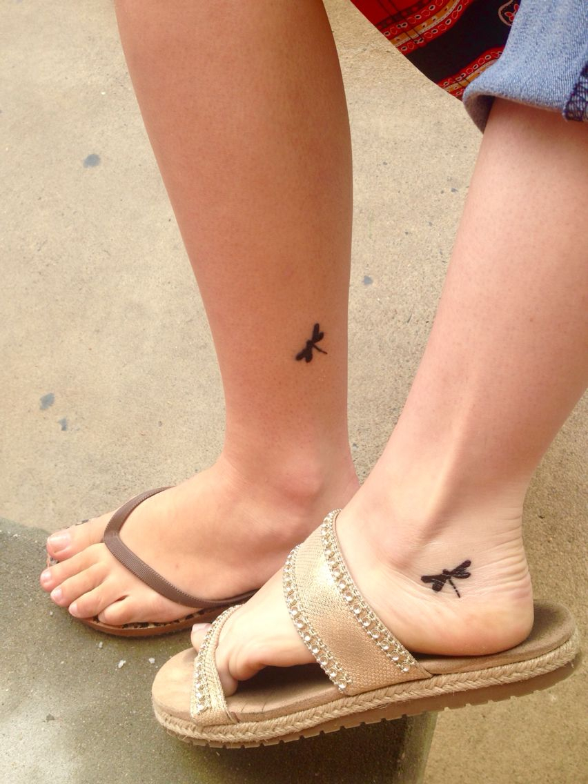Matching Tattoos Of A Tiny Dragonfly On Ankle For Best Friends My pertaining to proportions 852 X 1136