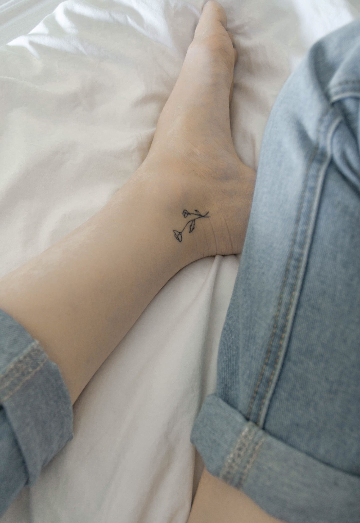 Minimal Tattoo Floral Tattoo Ankle Tattoo Minimal Flower Tattoo in proportions 1520 X 2208