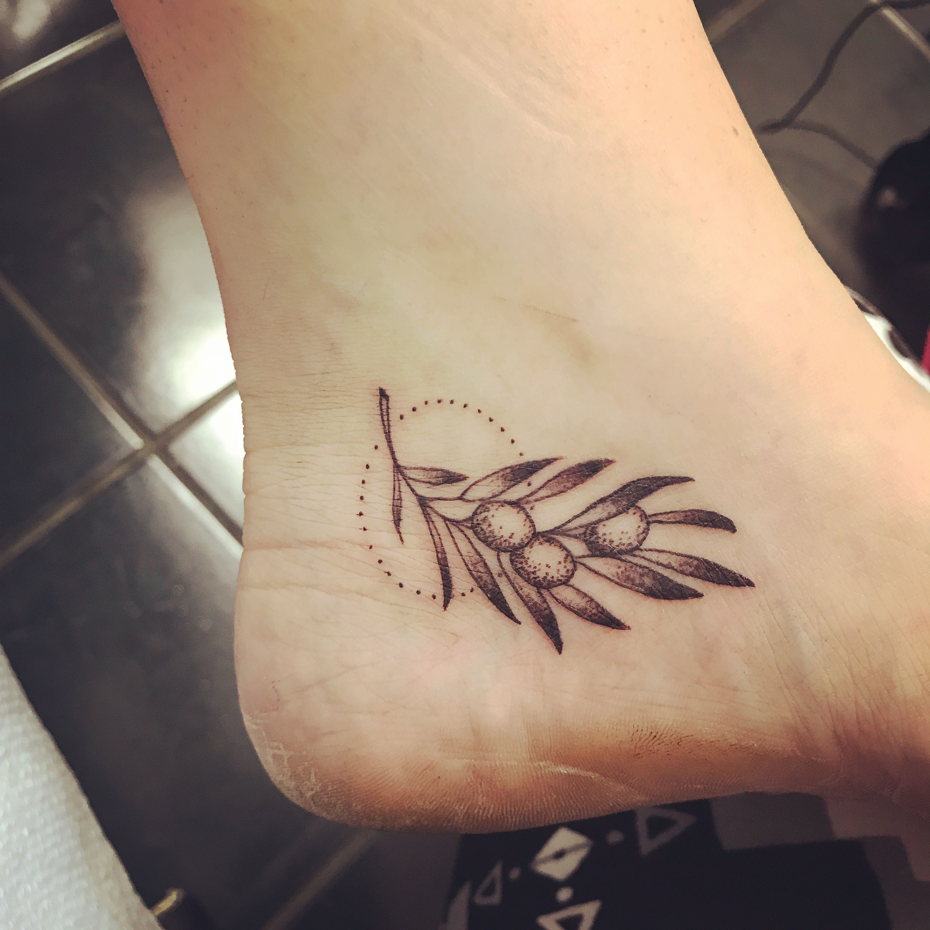 Olive Branch On Ankle Jenn At Terminus City Tattoo intended for dimensions 3024 X 3024