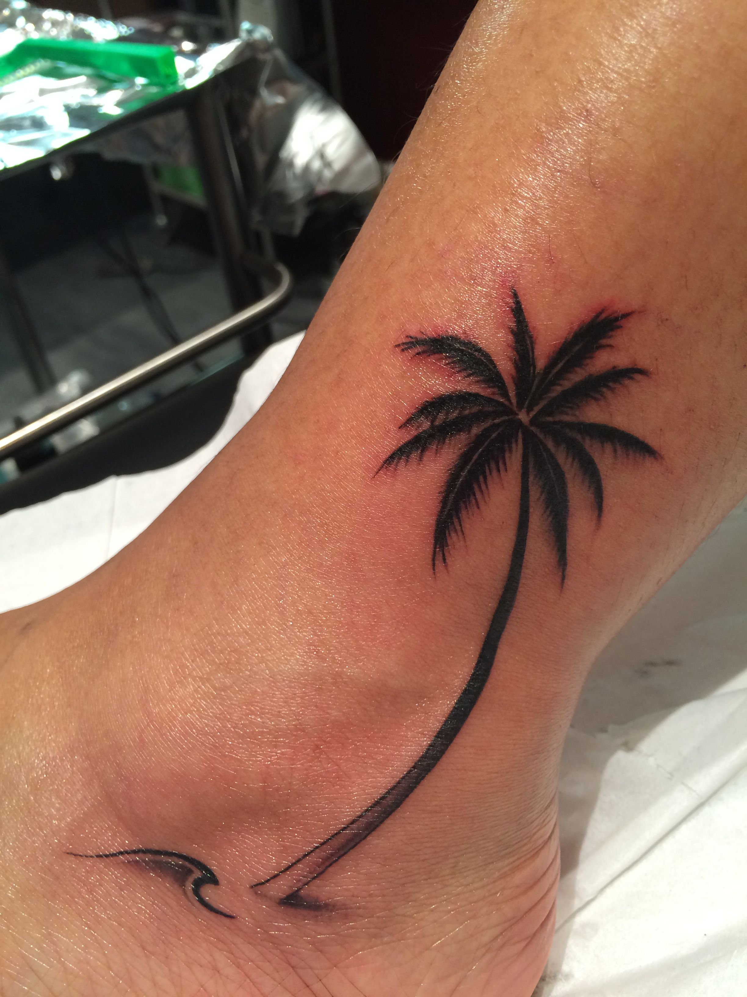 Palm Tree Tattoo Tatouage Wave Vague Tattoo Cocotier Kevinross with sizing ...