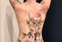 Pink Flowers Deer Girls Back Tattoo Best Tattoo Design Ideas for sizing 1065 X 1350