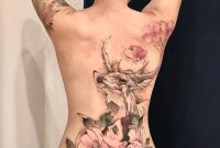 Pink Flowers Deer Girls Back Tattoo Best Tattoo Design Ideas regarding measurements 1065 X 1350